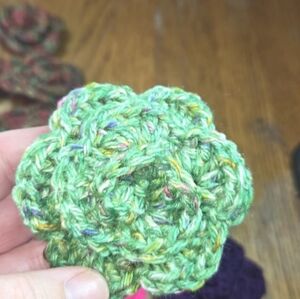 Handcrafted Green Crochet Flower Accessory Pin Brooch 1 Available